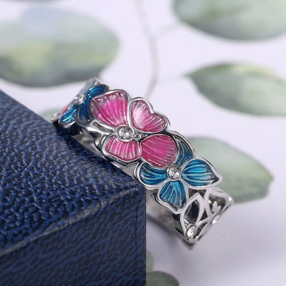 💥 Beautiful Eternity Anillos Colorful Flower Butterfly Rings for Women, … - Picture 1 of 6